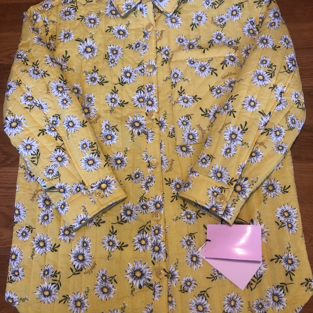 Avec Les Filles Size Med Jacket Daisies Angel Love Quilted Yellow Early Spring